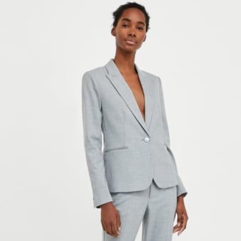 Zara Gray Blazer with Pearl Buttons
